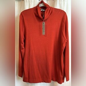 NWT Joseph A. Cinnamon Long Sleeve Lightweight Gathered High Neck Sweater 1X